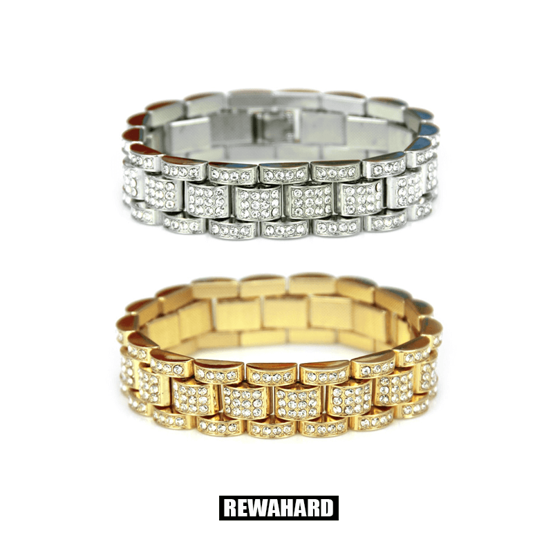 Rewahard - Men's Stainless Steel Diamond Linked Bracelets
