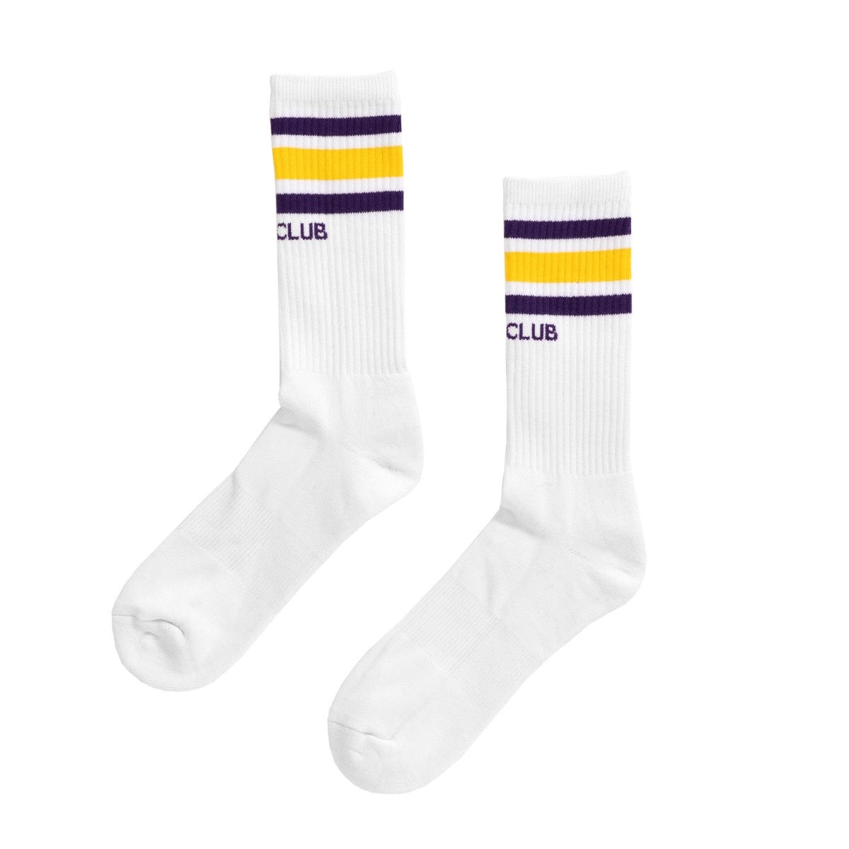 Pro Club Stripe Crew Sock - White/Yellow/Purple (Size 9-13)