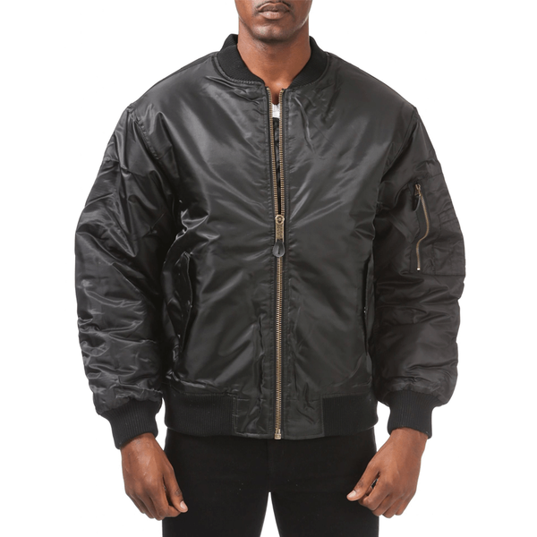 Pro Club - Men's Flight Bomber Jacket - Black - Rewahard Apparel
