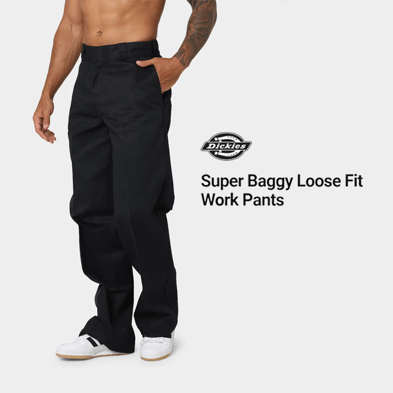 DICKIES - 852AU Super Baggy Loose Fit Work Pants- BLACK