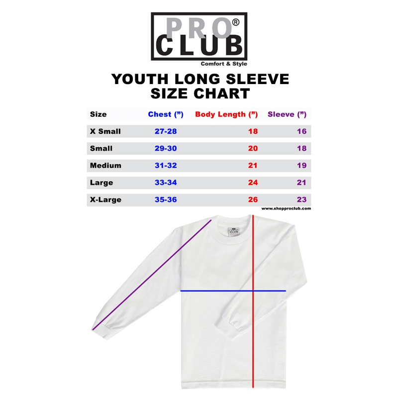 Pro Club Youth Long Sleeve Crew Neck Tee - BLACK