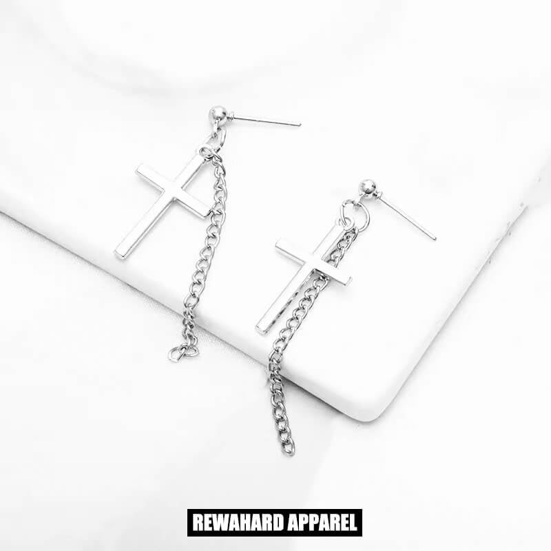 Metal Surgical Steel Thin Cross Earrings