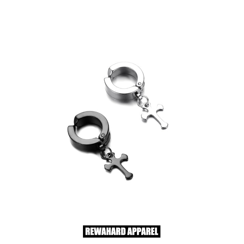 Coated Metal Surgical Steel Cross Huggie Earrings