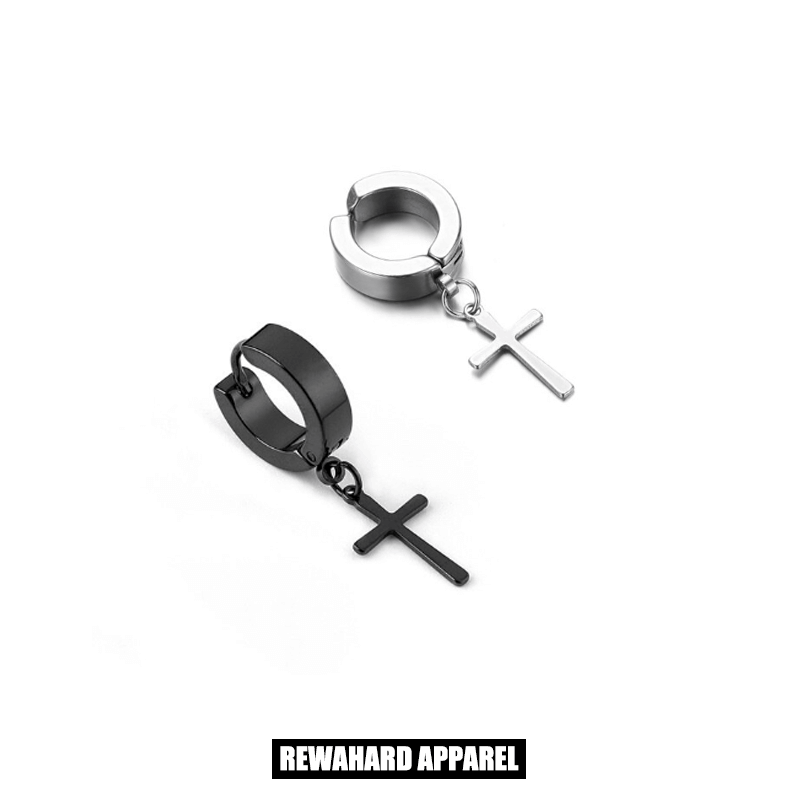 Coated Metal Surgical Steel Thin Cross Earring