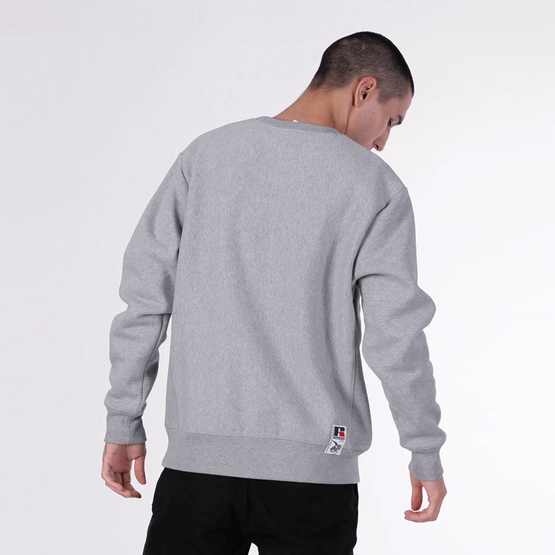 Russell Athletic Applique Arch Crew Sweater- GREY MARLE