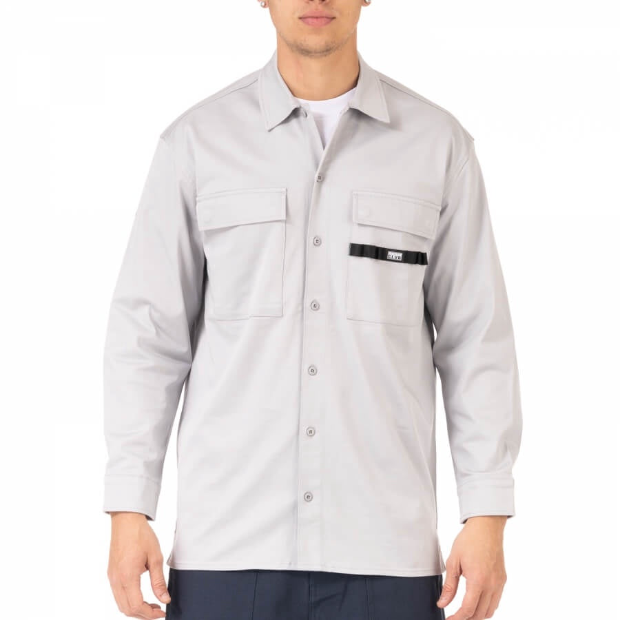 Pro Club Men's Workwear Mechanic's Long Sleeve Shirt - Silver