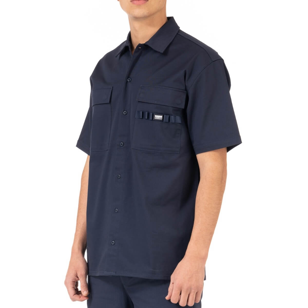 Pro Club Men's Workwear Mechanic's Short Sleeve Shirt - Navy