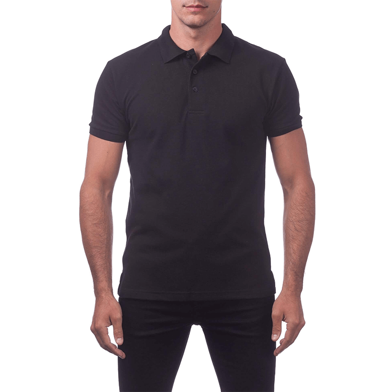 Pro Club Men's Pique Polo Cotton Short Sleeve Shirt - BLACK