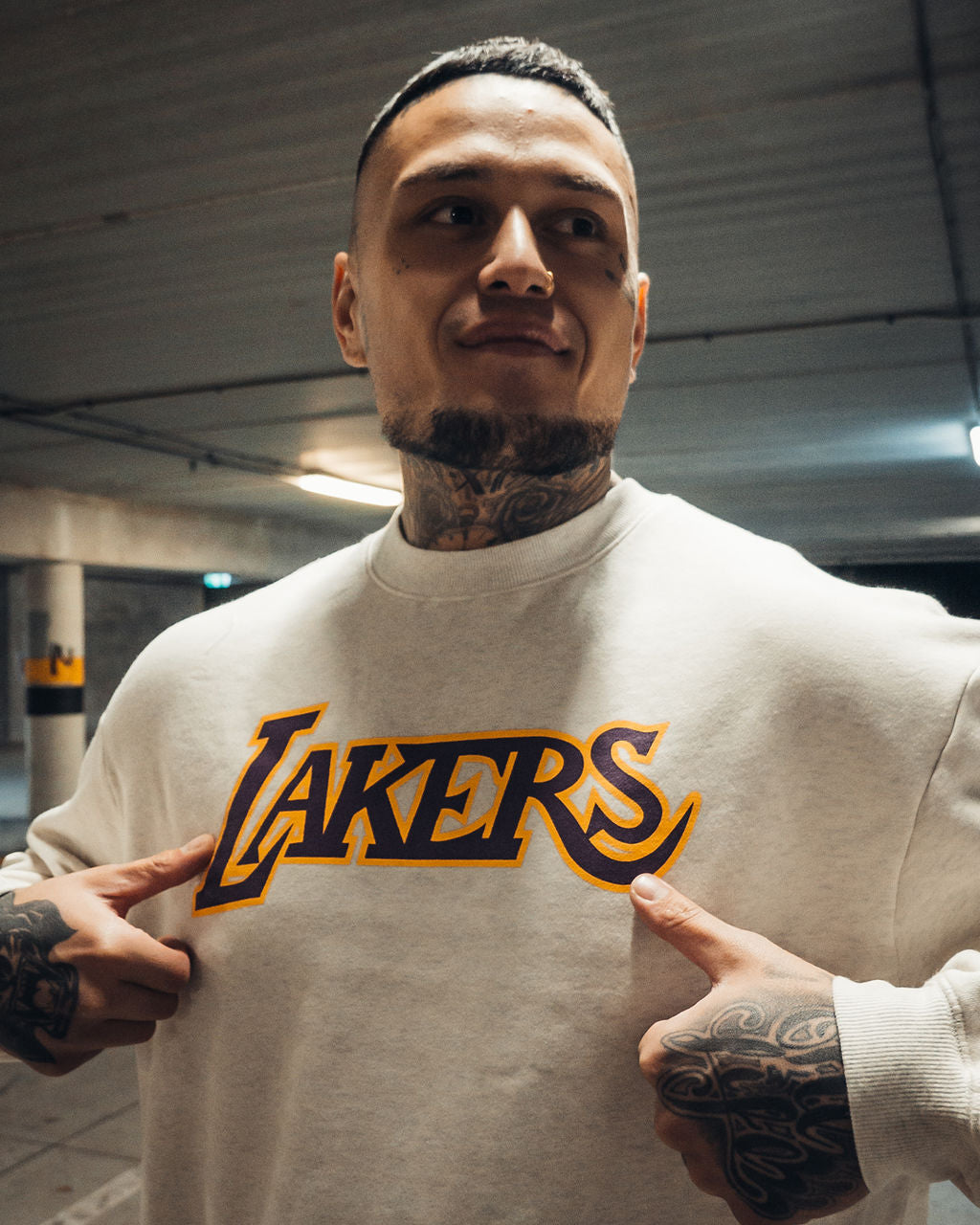 Mitchell & Ness -Jersey Wordmark Crew Lakers - White Marle