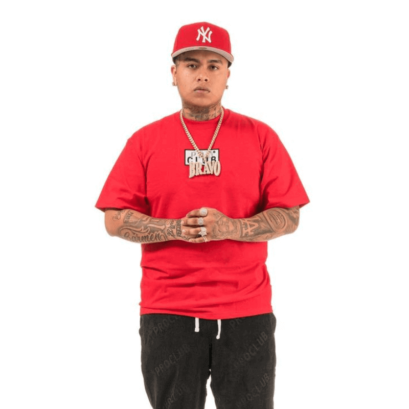 Pro Club Heavyweight Short Sleeve Embroidered Box Logo Tee - Red