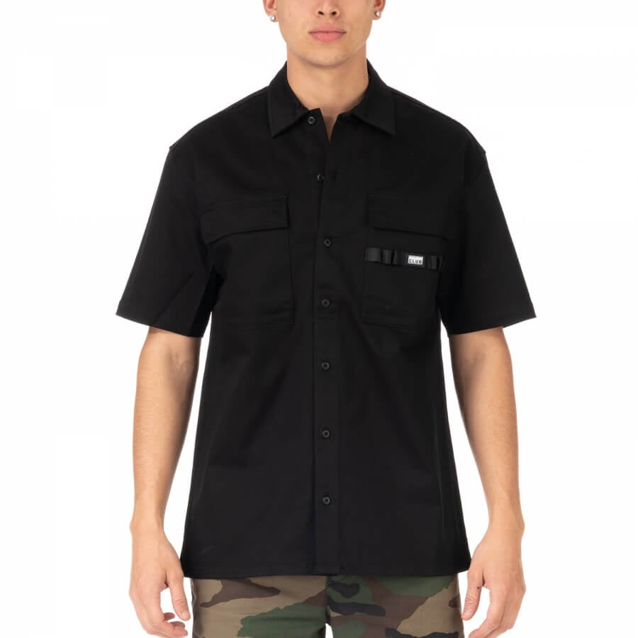 Pro Club Men's Workwear Mechanic's Short Sleeve Shirt - Black