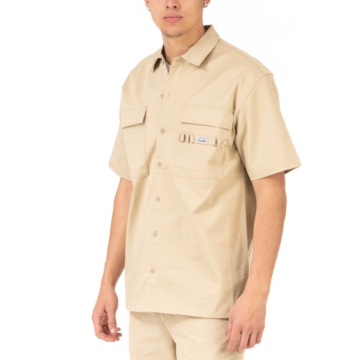 Pro Club Men's Workwear Mechanic's Short Sleeve Shirt - Khaki