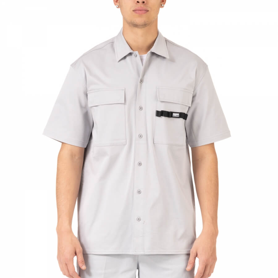 Pro Club Men's Workwear Mechanic's Short Sleeve Shirt - Silver