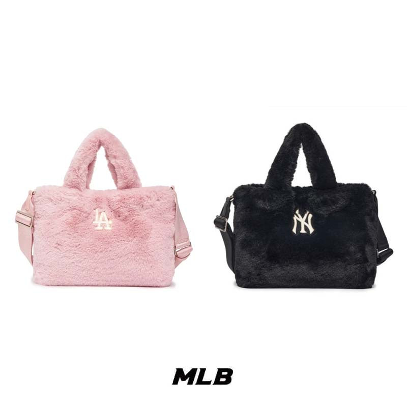 MLB PINK Basic Fleece Tote Bag - LA Dodgers / New York Yankees