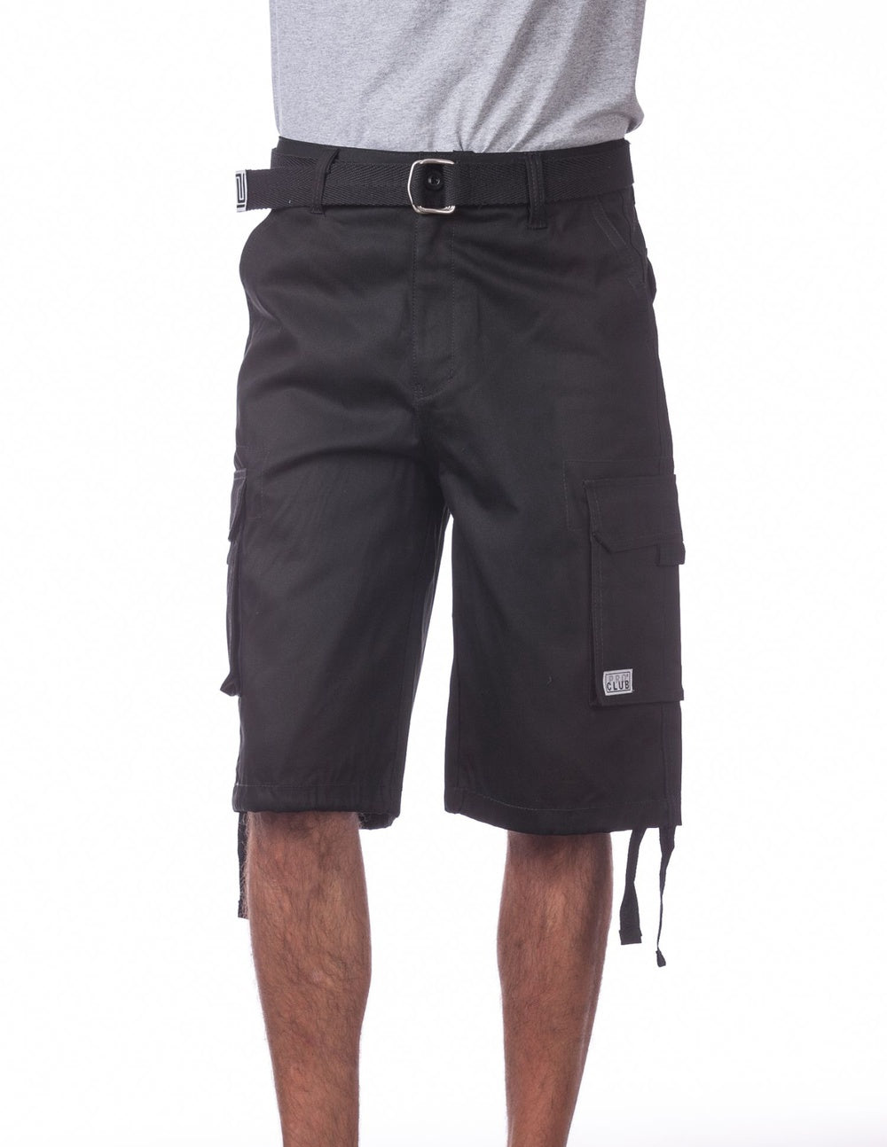 Pro Club Twill Cargo Shorts with Belt - BLACK