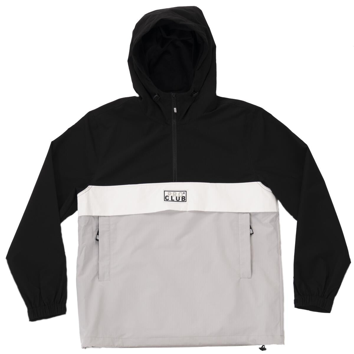 Pro Club - Men's Nylon Anorak Pullover Jacket - Black/Gray