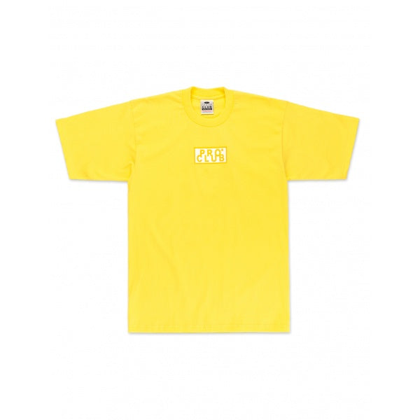 Pro Club Heavyweight Short Sleeve Embroidered Box Logo Tee - Yellow