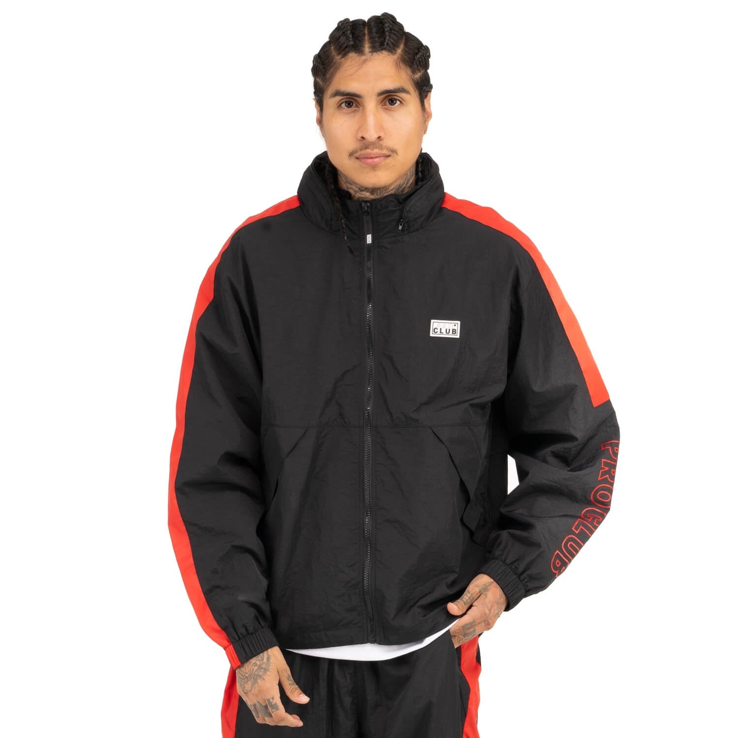 Pro Club Men's Fleece Lined Windbreaker Jacket, Black, Small