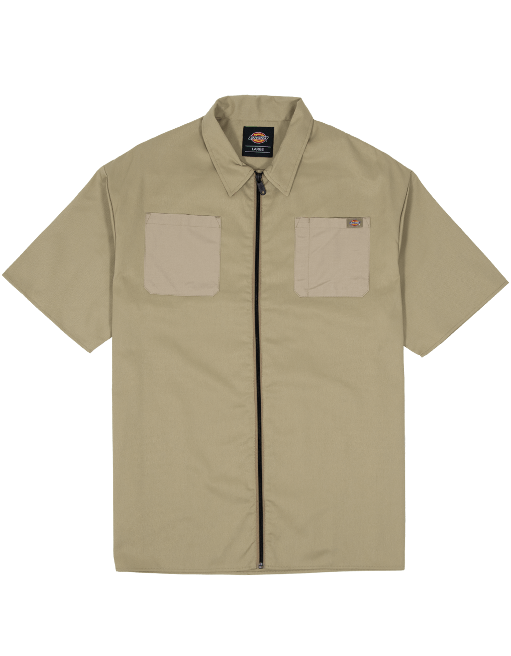 1574 Zip-Through Short Sleeve Work Shirt - Khaki