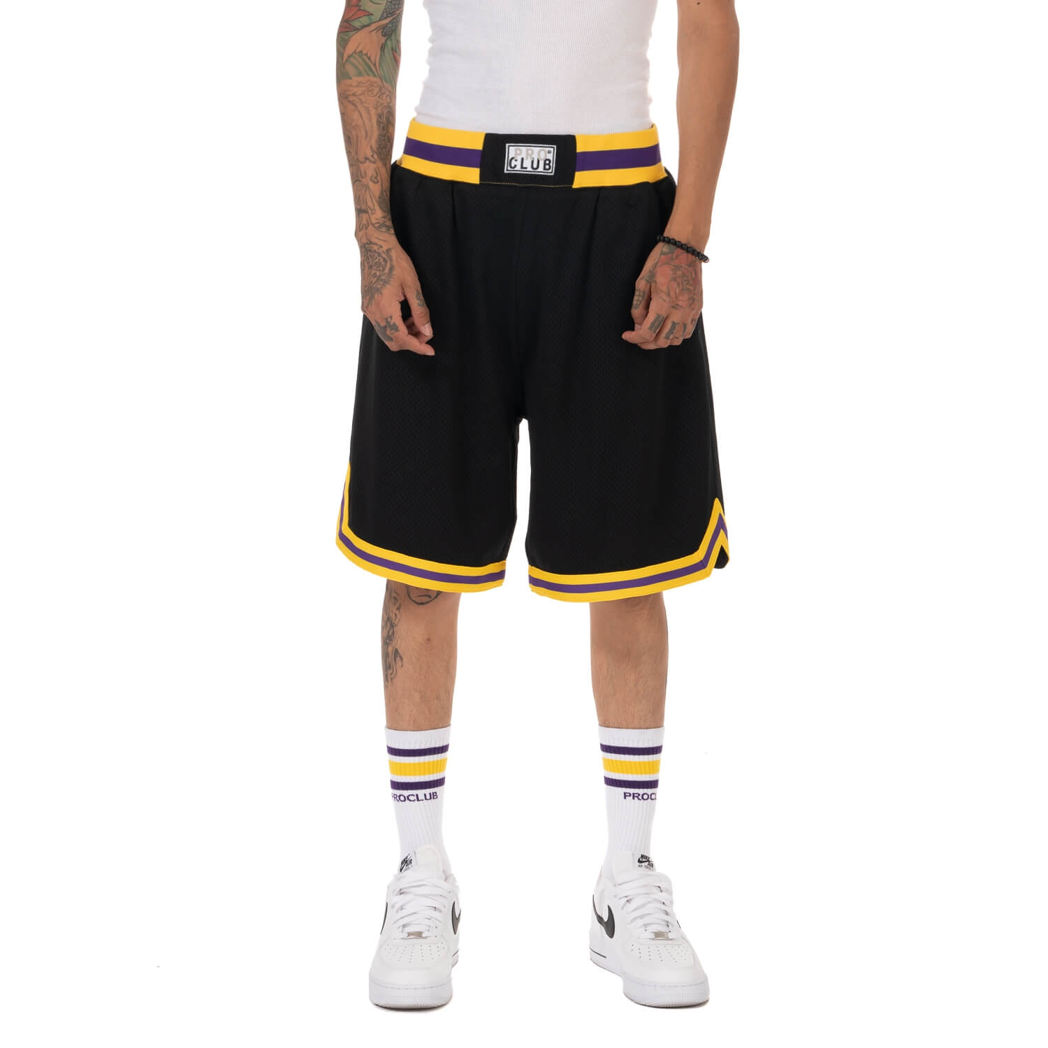 Pro Club Classic Basketball Shorts - Black/Gold