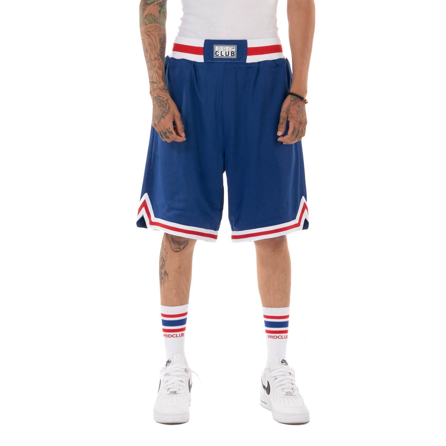 Pro Club Classic Basketball Shorts - Blue/White/Red